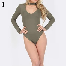 Women’s Fashion Sexy High Neck Cutout Solid Color Long Sleeve Slim Fit Bodysuit