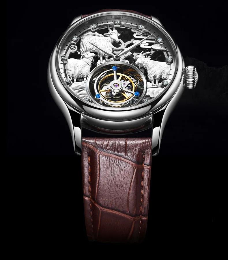 Tourbillon механические часы мужские Лидирующий бренд часы сапфировые зеркальные оригинальные ручные обмотки полый ход Мужские t Овцы циферблат часы Saat