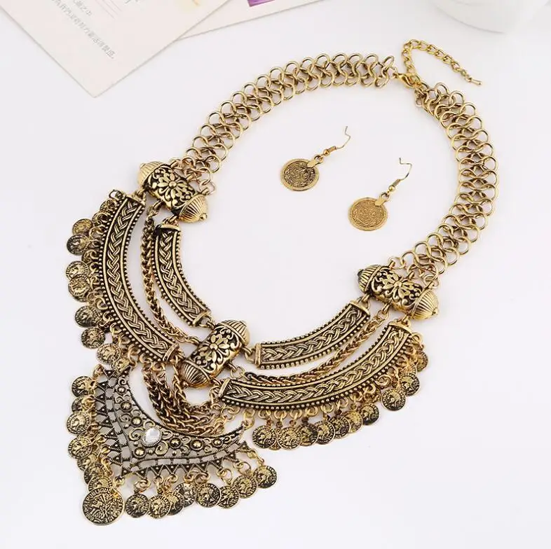 Новинка, цыганское винтажное Макси ювелирное изделие, трендовый воротник, этническое богемное массивное ожерелье для женщин, высокое качество, Кристальное колье, ожерелье s - Окраска металла: Style 5 Gold