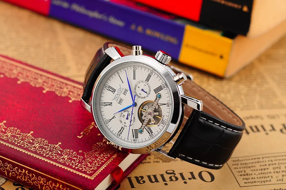 Tourbillon Auto Mechanical Mens Watch with Full Calendar