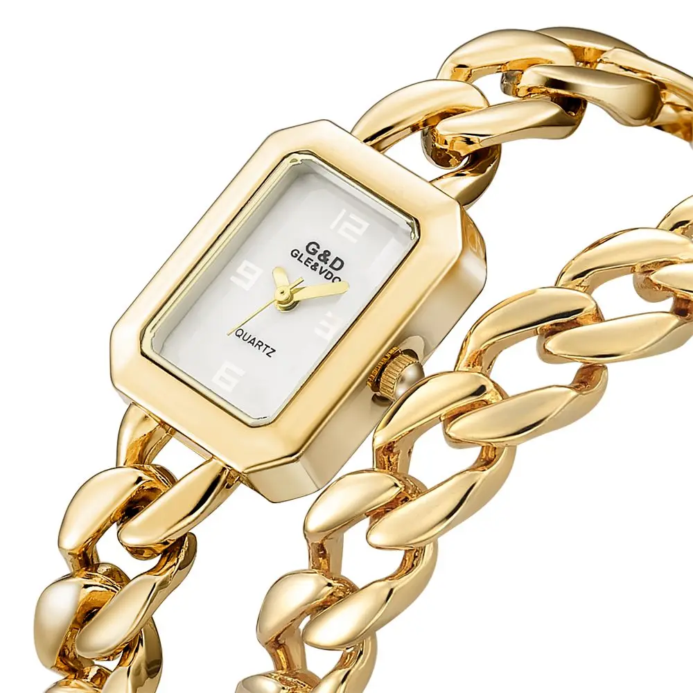 G& D розовое золото квадратные Брендовые Часы женские роскошные классические наручные часы модные повседневные Простые Кварцевые женские наручные часы Bayan Kol Saati