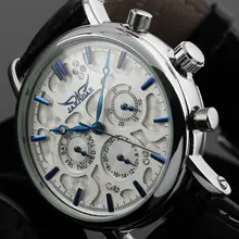 Fashion JARAGAR Men Luxury Brand Watch 6 Hands Tourbillion Automatic Mechanical Leather Wristwatches Gift Box relogio