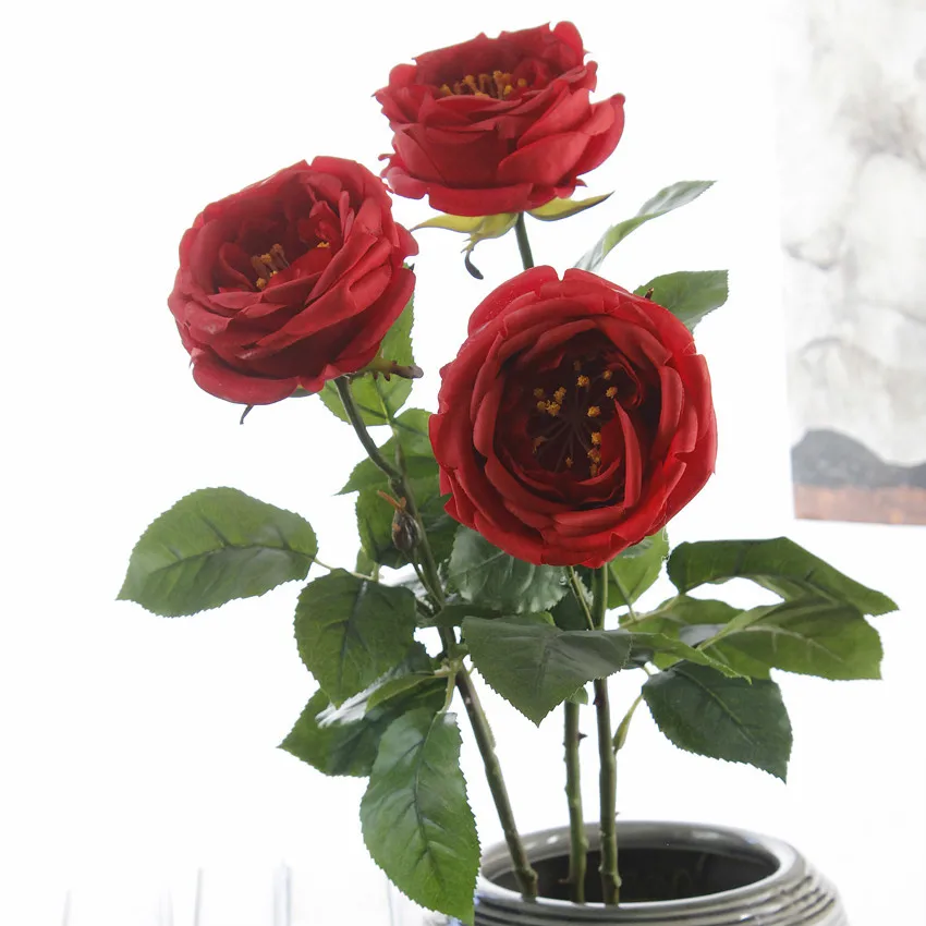 roses artificial Flowers silk peonies bouquet fake flower head (19)