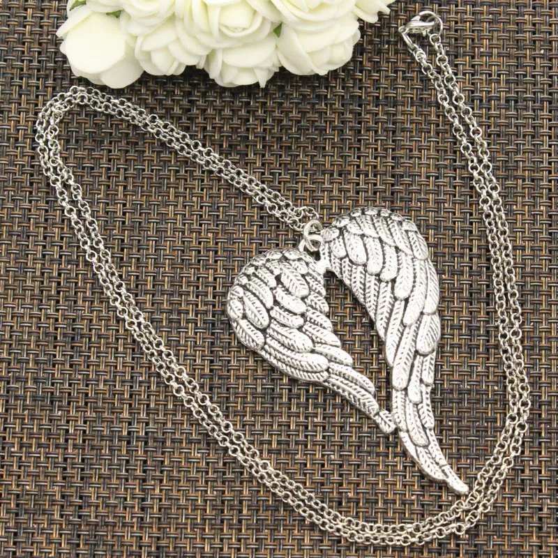 

New Fashion Tibetan Silver Pendant angel wings Choker Charm Short Long DIY Necklace Factory Price Handmade jewelry