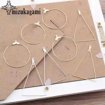 

Golden Metal Copper Triangle Round Geometric Shapes Charms 10pcs/lot For DIY Fashion Drop Earrings Jewelry Production Matching