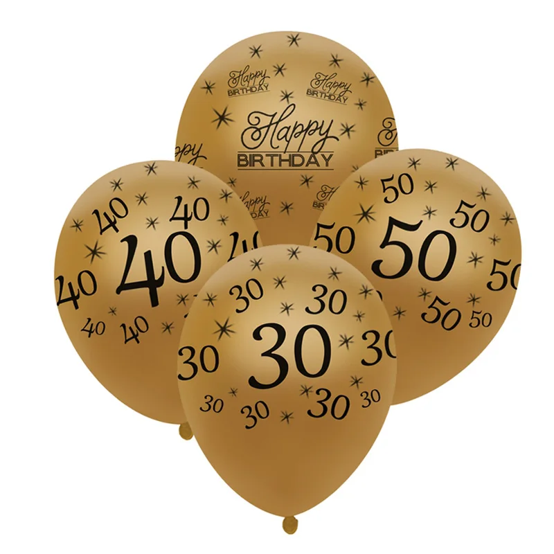 10 шт 12 дюймов золотые латексные воздушные шары черные 30 40 50 60 70 лет с днем рождения