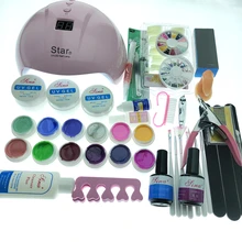 TIPART DIY наборы для ногтей 36 Вт Светодиодная лампа УФ-Гель-лак с 12 цветами УФ-гель полигель набор инструментов для дизайна ногтей набор 14 мл верхнее покрытие и Базовое покрытие