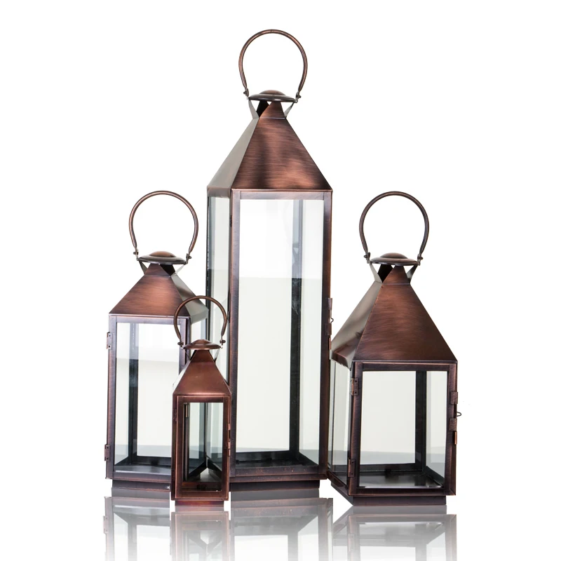 European Style Iron Glass Candlestick Holder, Moroccan Style Candles Lantern, Black, White, Bronze Color - Image 2