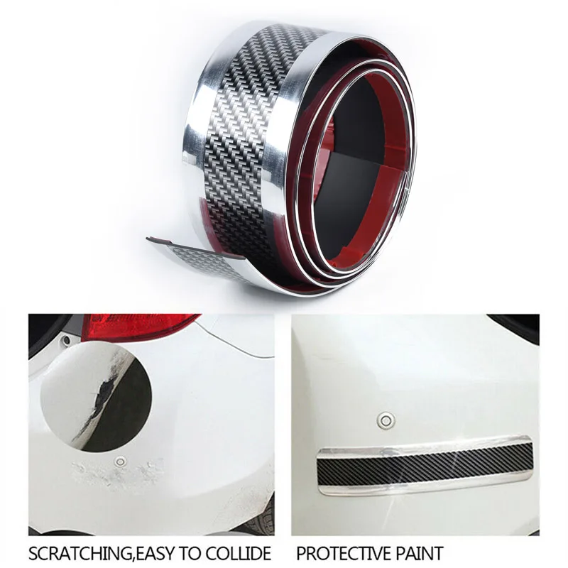 Auto Sticker Carbon Fiber Rubber DIY Door Sill Protector Edge Guard Strip 5CMx1M | Автомобили и мотоциклы