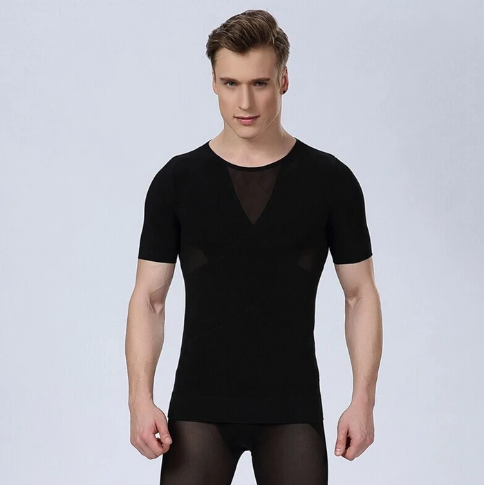 mens bodybuilding corsets t shirt for men bodysuit underwear shapewear ...