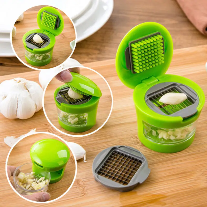 FANHHUI Garlic Grater Mini Portable ABS Stainless Steel Garlic Press Chopper Slicer Hand Presser Grinder Crusher Kitchen Tool