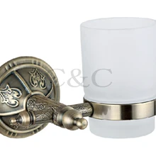 Благородный и элегантный твердой латуни и Стекло античная покрытие Ванная комната стакан подстаканник 1109