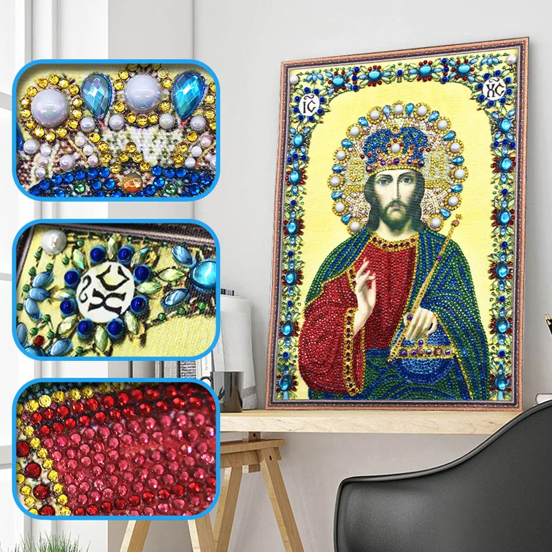 RUBOS DIY Diamond Painting Icons Theotokos Jerusalem Religion Diamond Embroidery 5D Big Bead Pearls Glass Mosaic 3D Crystal Sale (40)