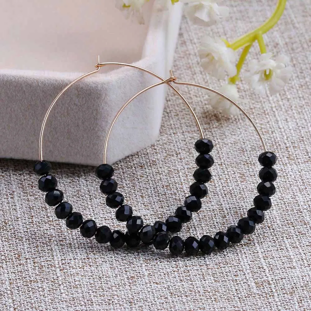 Bohemian Handmade Natural Stone Beads Hoop Earrings for Women New Fashion Loop Round Circle Creole Earring Designer Jewelry