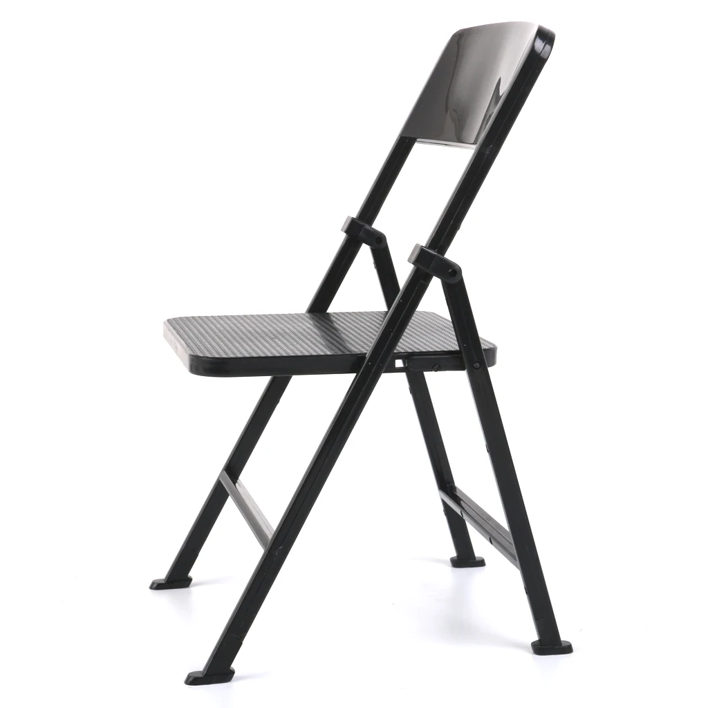 1/6 Scale Mini Folding Chair with Ashtray for Dolls Action Figures Black