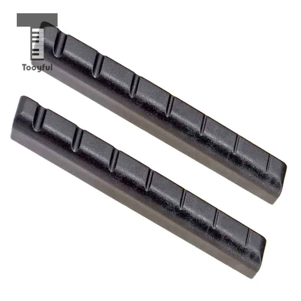 Tooyful Set of 2pc Black Plastic Slotted Nut & Saddle for 7 String Ukulele Guitar Parts Replacements