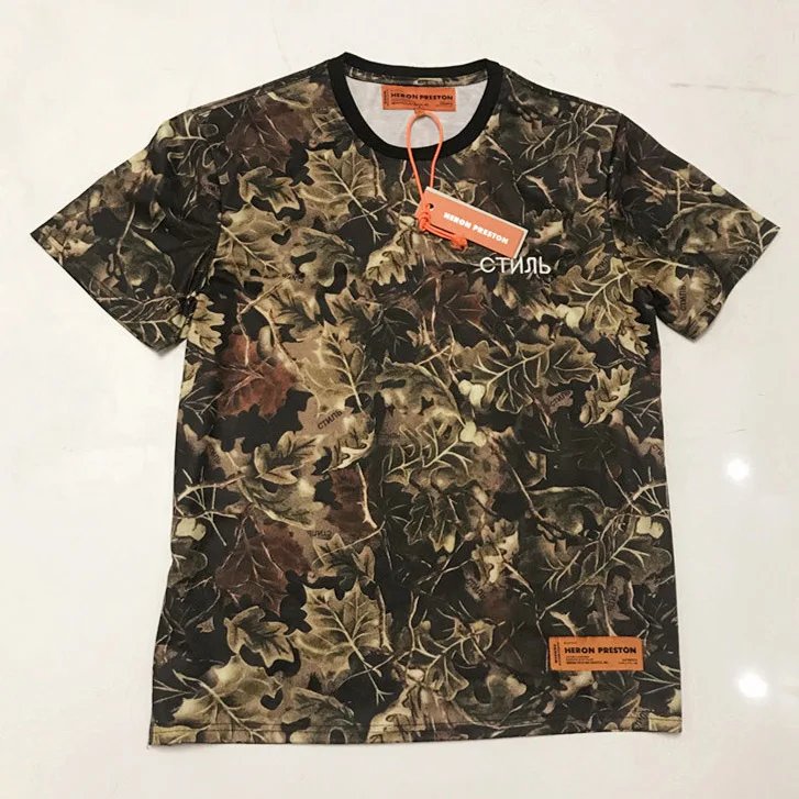 

Heron Preston T Shirt Camouflage T-shirt Mens Hip Hop Summer Dress Maple Leaf Heron Preston Camo Tshirt