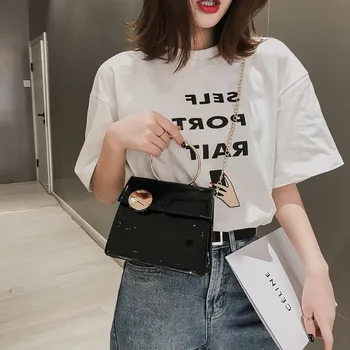 

Women Bag Fashion Patent Leather Chain Large Button Crossbody taschen women bolsa masculina sac femme woman bag 2019