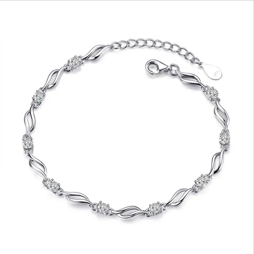 

Everoyal Top Quality 925 Sterling Silver Bracelets For Women Jewelry Trendy Crystal Geometric Accessories Lady Bracelet Female
