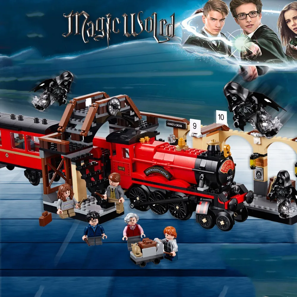 

LELE 16055 Harry Movie Potter The 75955 Hogwarts Express Train Set Model Building Blocks Bricks children Toys Christmas Gift