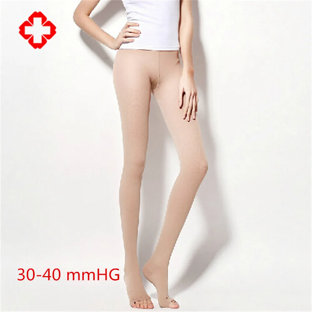 

30 TO 40 mmHG anti-medical treatment of venous open toe tights care nurse prevent varicose 32mm HG compression Medical tights