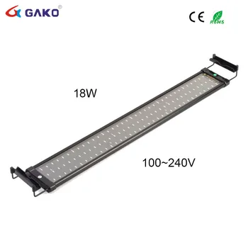 

75~95cm Aquarium LED Lighting Fish Tank Light Lamp with Extendable Brackets 90 White and 18 Blue LED light for Aquarium