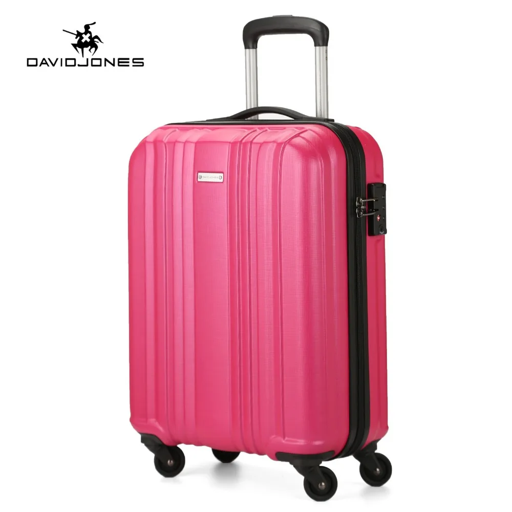 

DAVIDJONES wheel travel suitcase carry on trolley bag spinner cabin large luggage bag girl vintage suit case box 20 inch trunk