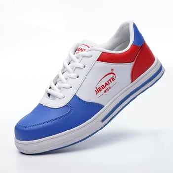

big size men's leisure breathable steel toe covers working safety shoes anti-puncture flats platform sneakers man security boots