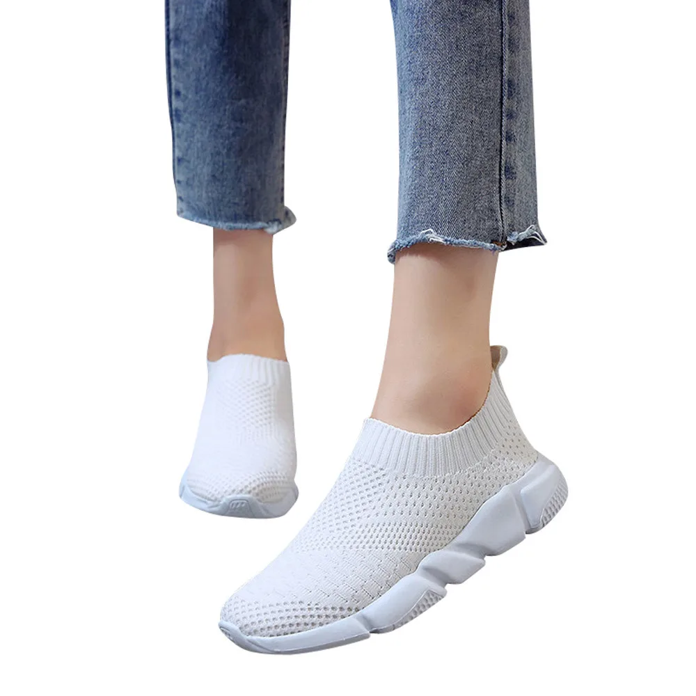 

Summer Breathable Sneakers Women Treainers Knitted Vulcanized Shoes Mesh Slip On Sock Sneakers tenis feminino Zapatos Mujer T20G