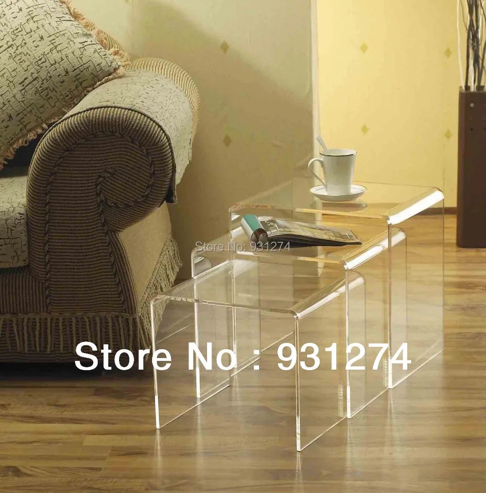 3 TEILE/LOS) Lucite Acryl Nesting Tische, Klar Side Kaffee U - 3 TEILE/LOS) Lucite Acryl Nesting Tische, Klar Side Kaffee U