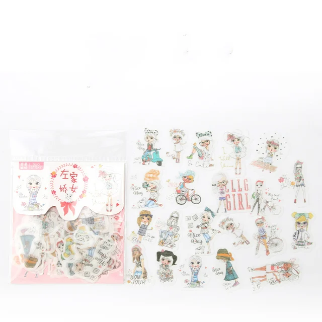 Mr.paper 40Pcs/bag 24 Designs Cute Diary Sticker Scrapbooking Heart Beat Series Japanese Kawaii Creative Stationery Deco Sticker Modern Girl
