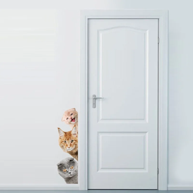 3D Искусственные милые маленькие кошки настенные наклейки с собаками вход в комнату Угловой стикер для украшения стен съемный водонепроницаемый обои