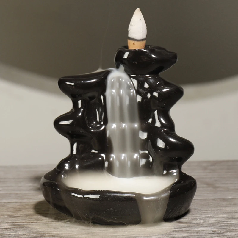 

3 style/type Creative Handmade Backflow Ceramic Glaze Incense Smoke Cone Burner Holder for family office tea house meditation