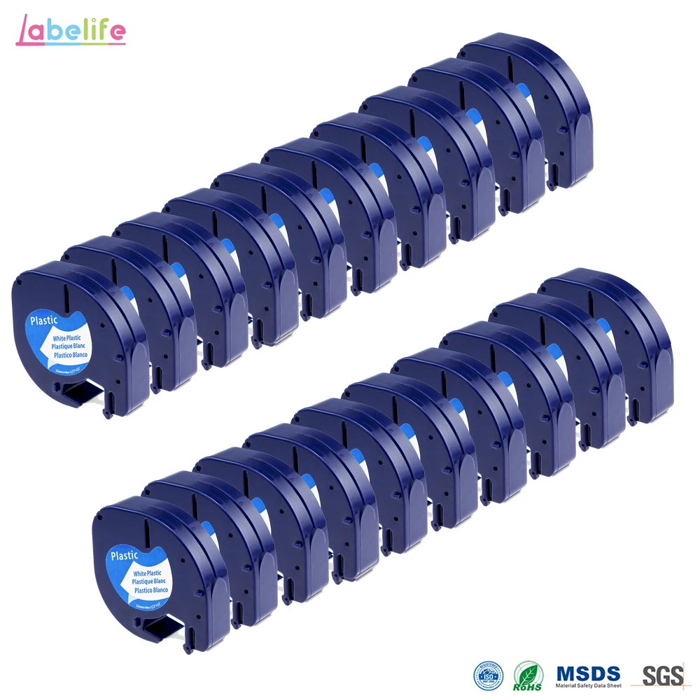 Labelife 20pcs DYMO LetraTag Label Tape 91201 Black on White Paper Marker Ribbons 91331 for label Printer Dymo | Компьютеры и офис