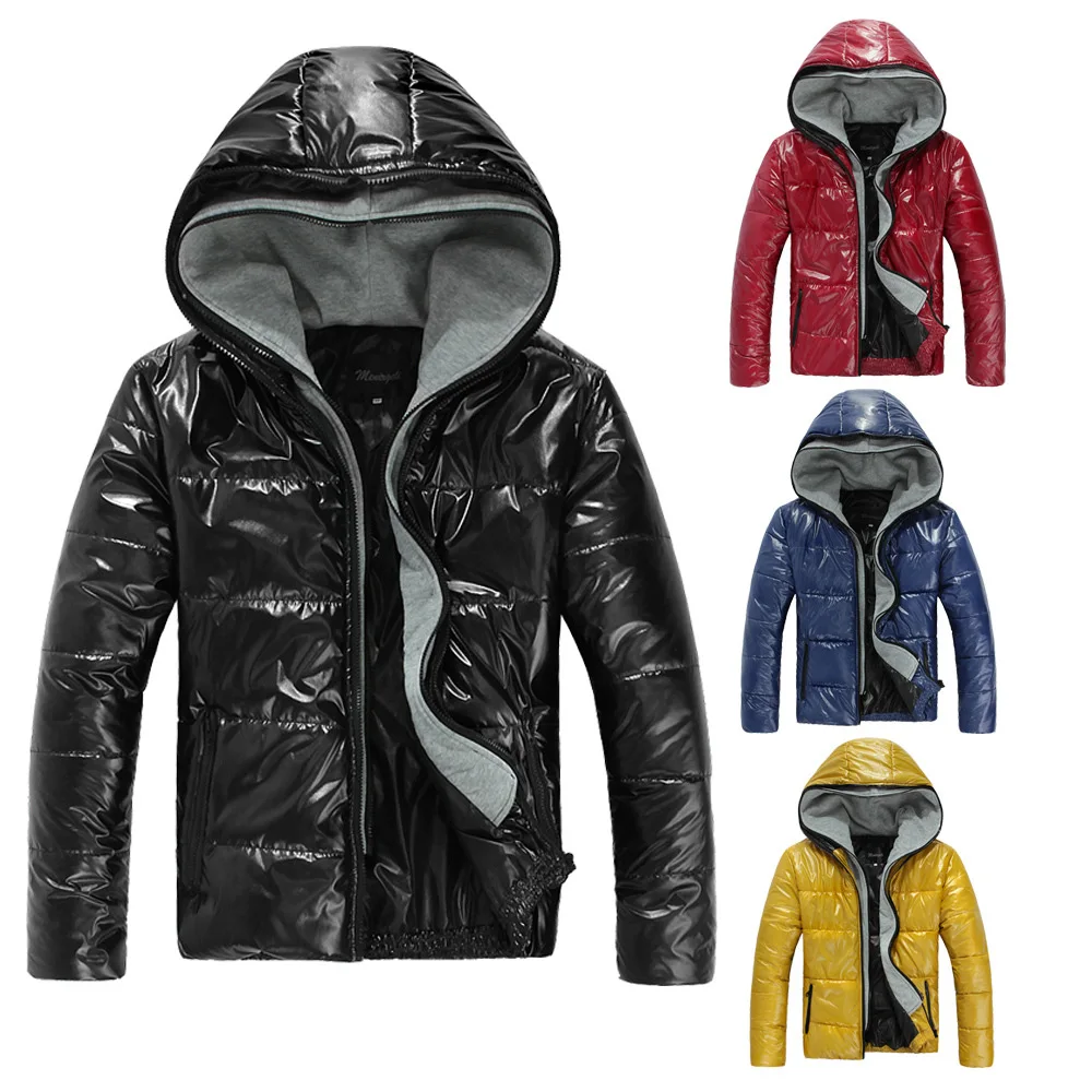 

2019 New Men Cotton Clothing Parkas Candy Zipper Male Warm Parkas Men's Hooded Jacket Coat