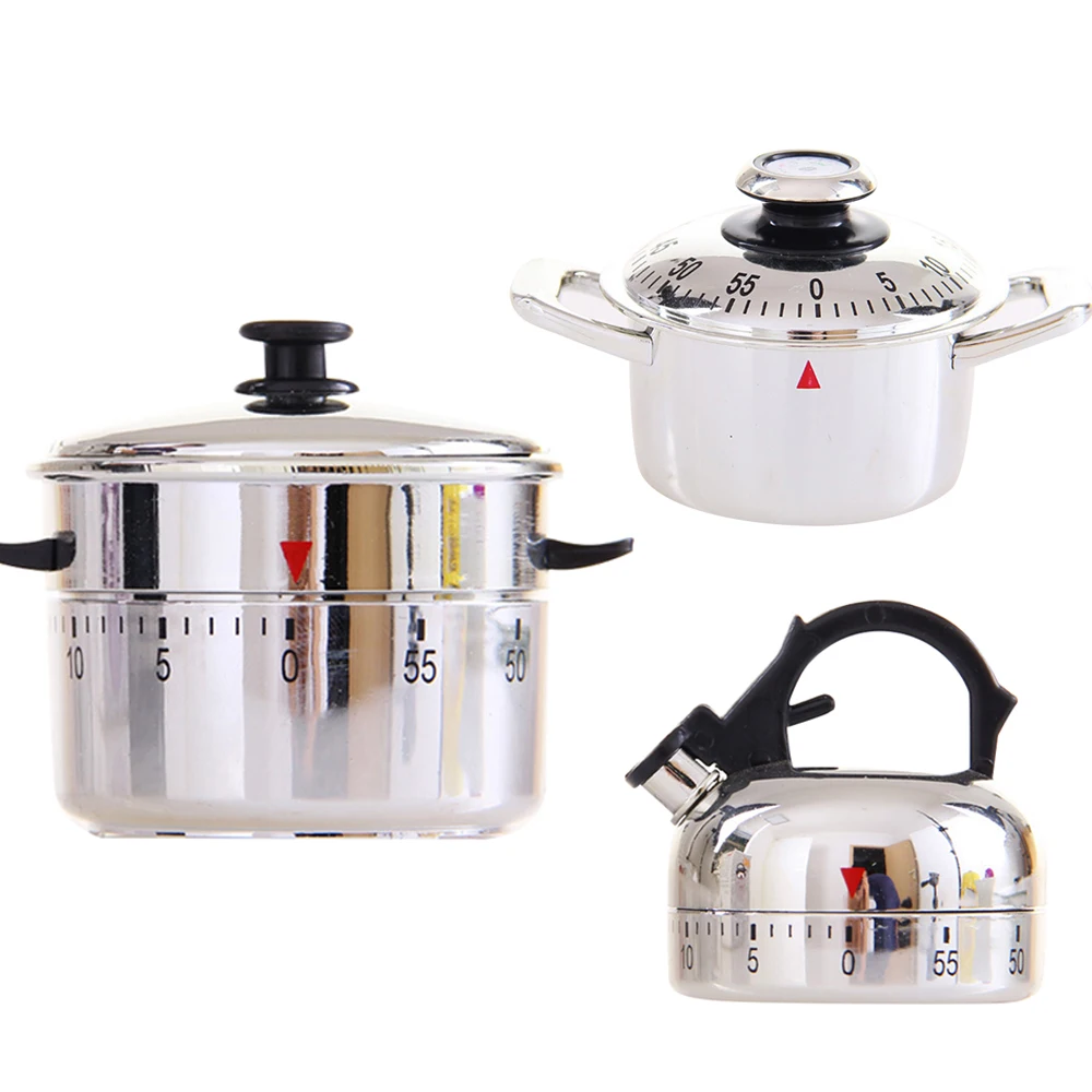 

Mini Kitchen Timer Clock Stainless Steel Kitchen Gadget Manual Mechanical Clockwork Cooking Alarm 60 Minutes Countdown Reminder