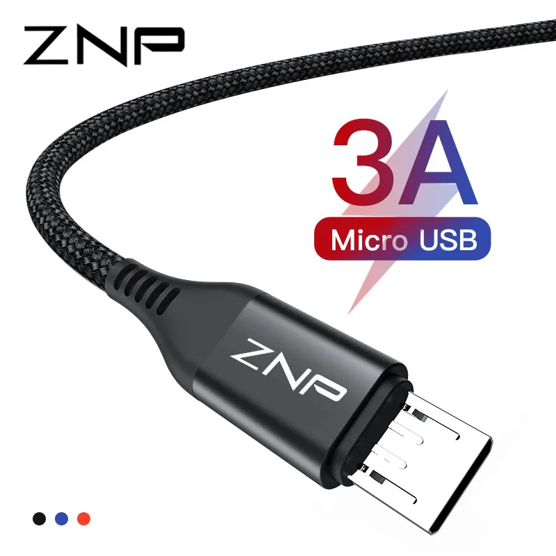 Znp cabo micro usb 3a, cabo de carregamento rápido microusb para samsung xiaomi redmi note 5 pro honor tablet android micro telefone telefone