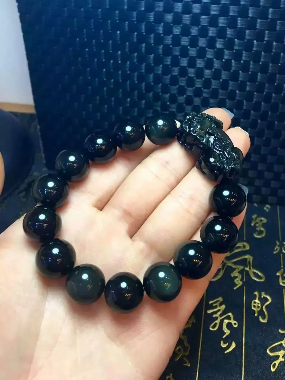 

Natural Colorful Black Obsidian Gemstone Woman Man Round Beads Pi Xiu Bracelet AAAAA Drop Shipping 10mm 12mm 14mm 16mm 18mm 20mm