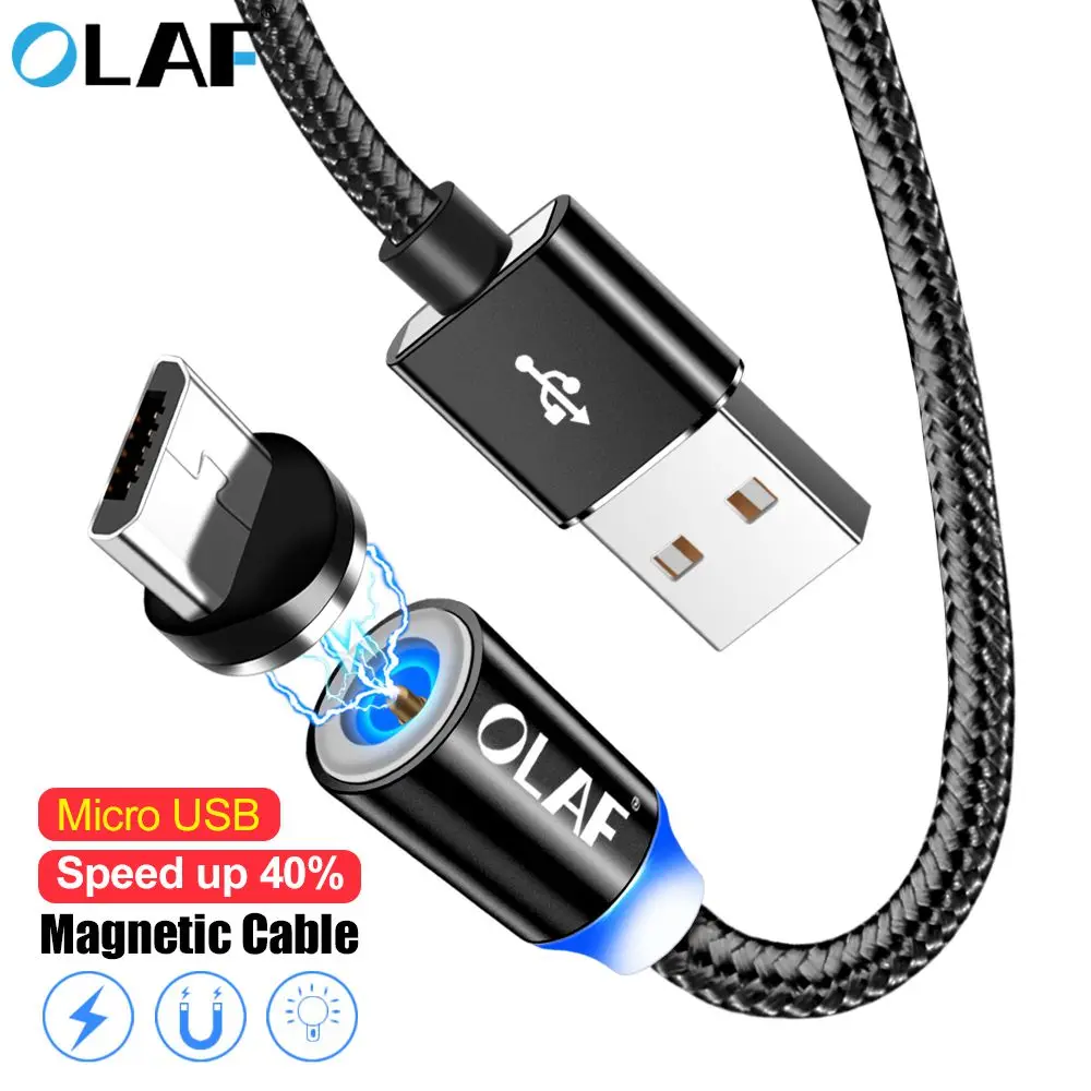 

OLAF 1M Magnetic Micro USB Cable LED Magnet Charger Cord For Samsung S4 S5 S6 S7 Edge Magnetic Cable Micro USB Charging Cables