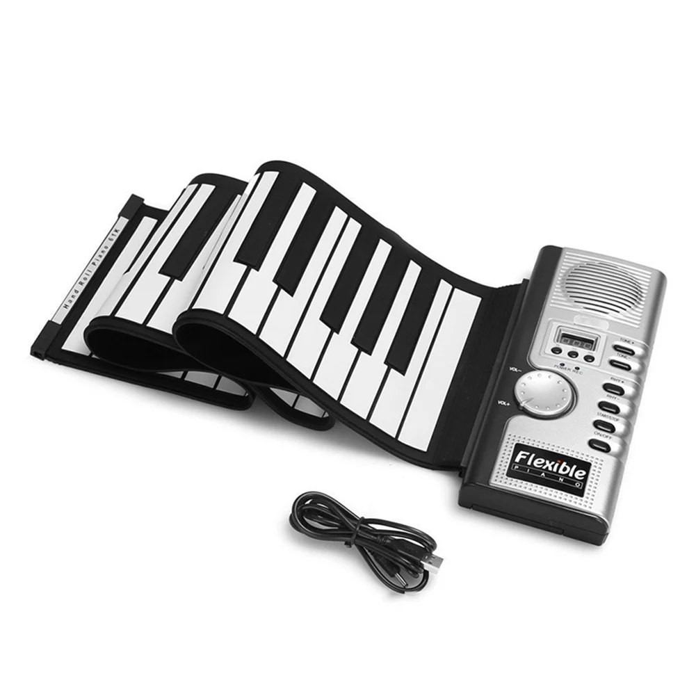  Portable Flexible Digital Keyboard Piano 61 Keys 128 Tones Rhythms Electronic Roll Up Piano Toys