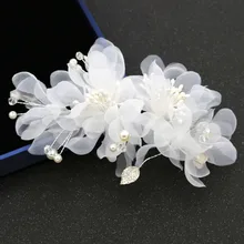 Alexzendra свадебные волосы белый цветок головные уборы с жемчугом для женщин Головные уборы невесты Аксессуары Головные уборы