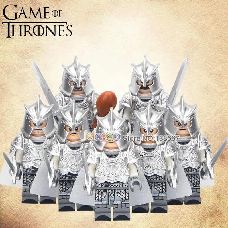 

Single Game of Thrones Minifisd Silver-plated Version Mandon Moore Stark Lannister Selmy Ice and Fire Building Block