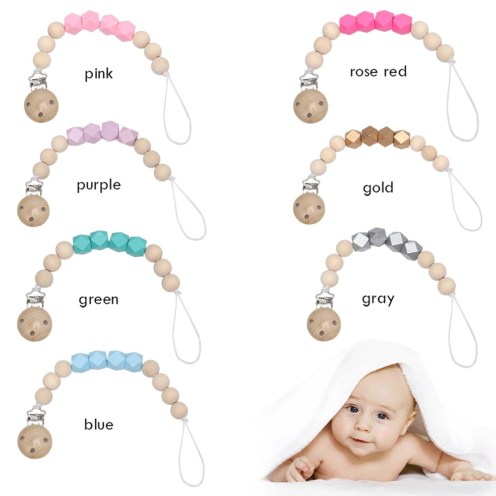 20158NEW Baby Pacifier Clip Chain Wood Holder Chupetas Soother Pacifier Clips Leash Strap Nipple Holder For Infant Feeding