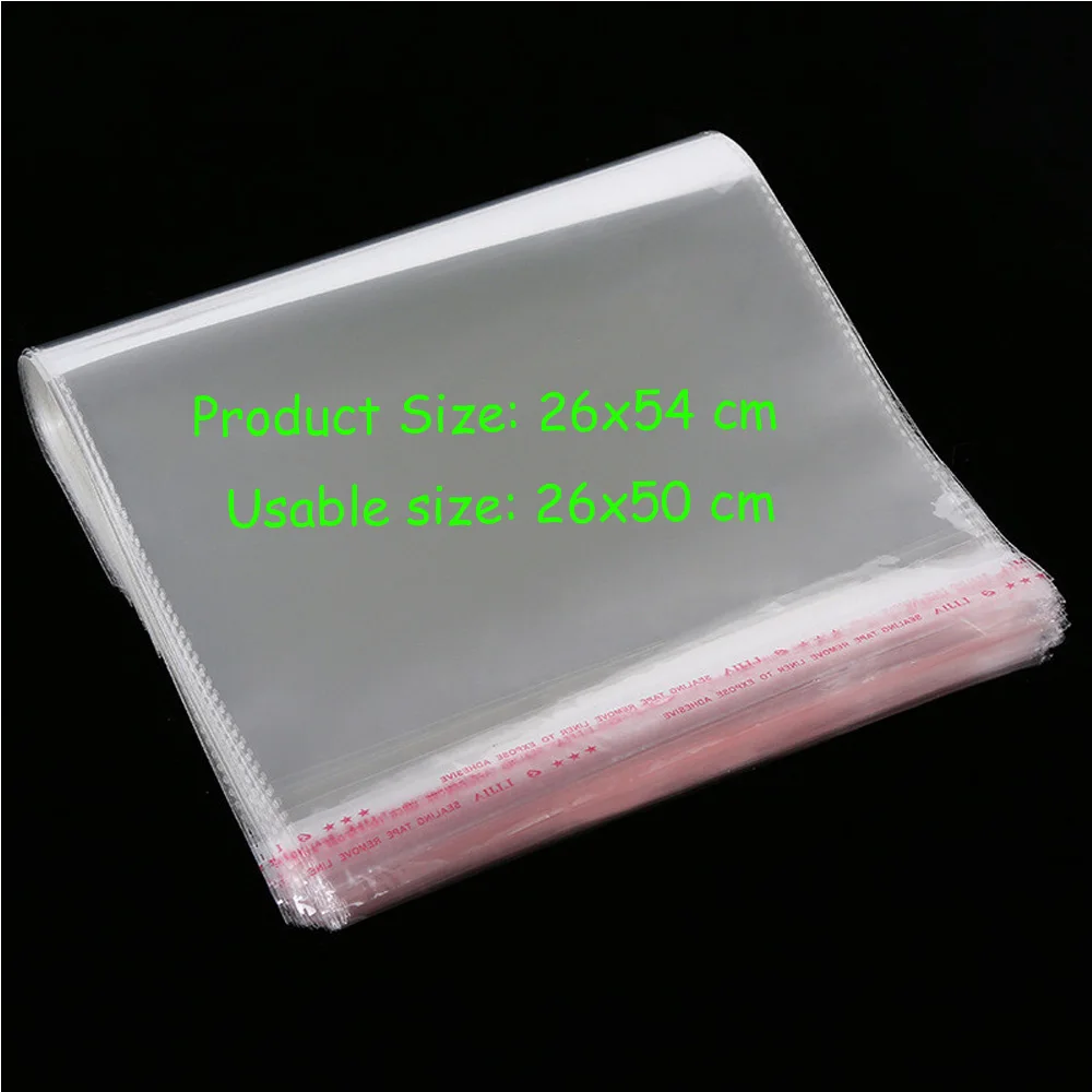 

Resealable Poly Bag Transparent Opp Bag Plastic Bags Self Adhesive Seal/50pcs/26x54cm