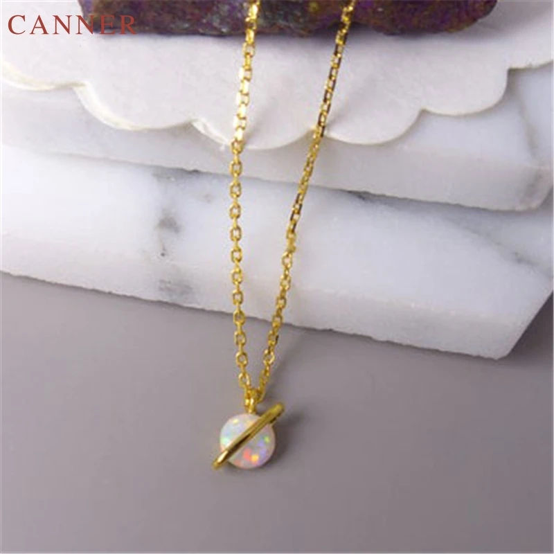 Delicate Opal Necklace Women Austria Crystal Necklace Gold Color Planet Necklaces Pendants Party Jewelry Collar Collier C40