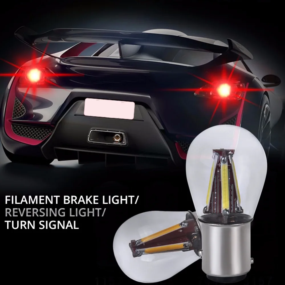 AmmToo P21W 1156 1157 BA15S BAY15D светодиодная лампа для автомобиля S25 филаментный чип 4 Вт