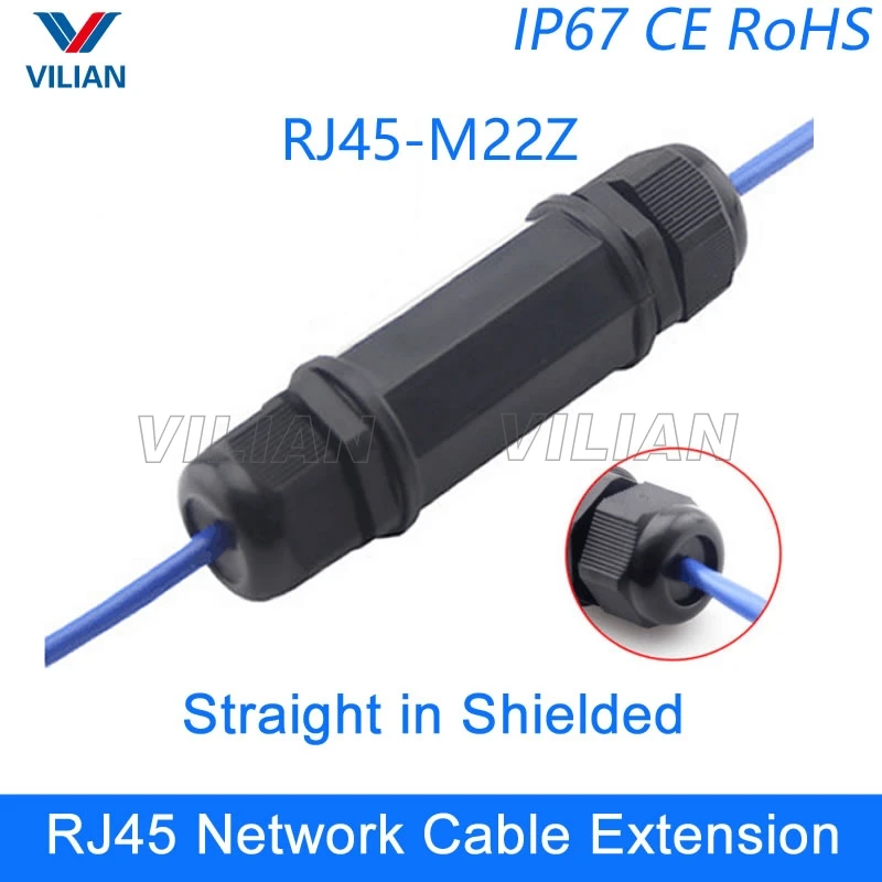 

Free Shipping RJ45 Waterproof connector Metal shielded Outdoor network cable extension butt joint straight in interface 1 unit