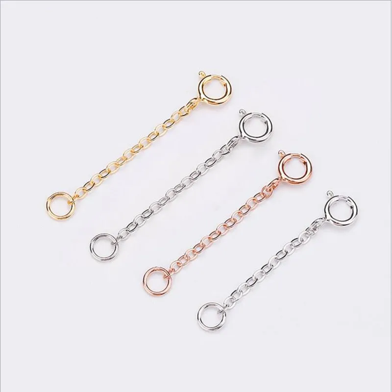 

925 Sterling Silver Extended Chains with Spring Buckle Lobster Clasps for DIY Necklace Bracelet Chain Extender Jewelry Making