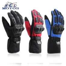 Sclmotos- Motorcycle Gloves Winter Warm Waterproof Windproof Protective Gloves 100% Waterproof Guantes Moto Luvas Alpine Racing