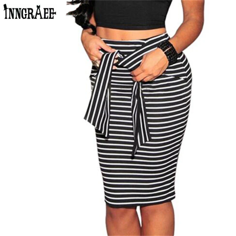 Women Stripe Pencil Skirts Womens Sexy Bodycon Long Skirt Fashion High